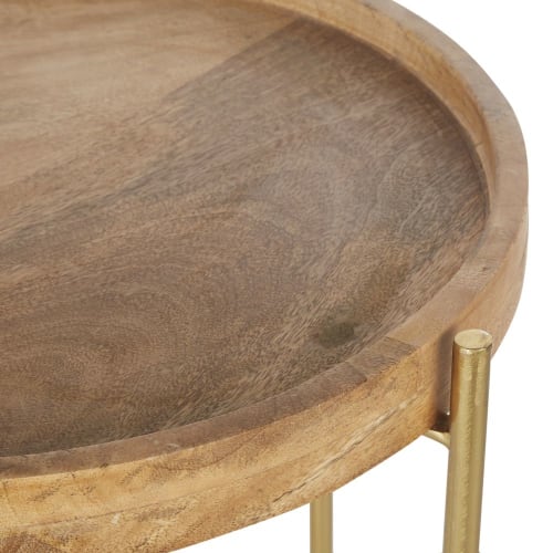 Muebles Mesas auxiliares | Mesa auxiliar de madera de mango y metal dorado - HP92404