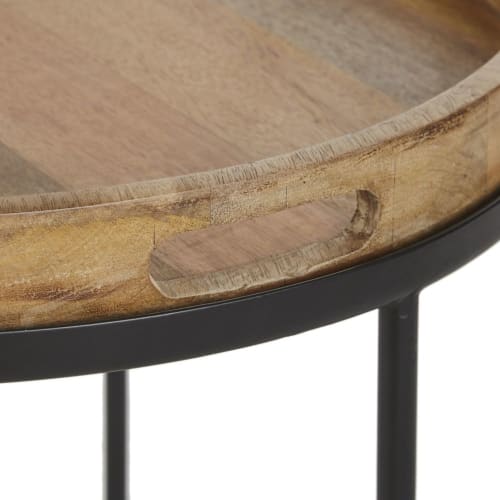Muebles Mesas auxiliares | Mesa auxiliar de madera de mango y metal negro - FW17524