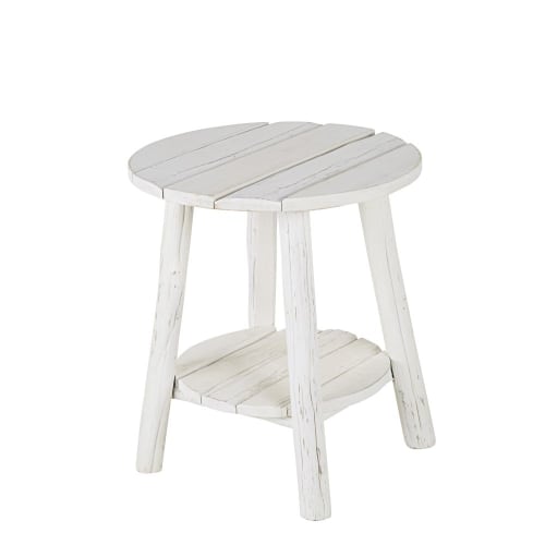 Muebles Mesas auxiliares | Mesa auxiliar de madera de roble reciclada blanca - WK96414