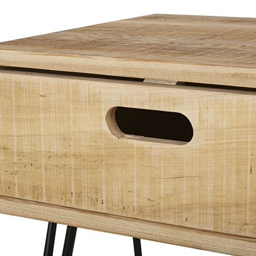 Muebles Mesas auxiliares | Mesa auxiliar de madera reciclada y metal negro - UC78013