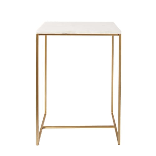 Muebles Mesas auxiliares | Mesa auxiliar de mármol blanco y metal dorado - EU83633