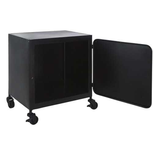 Muebles Mesas auxiliares | Mesa auxiliar industrial de metal negro con estampado - DV39114