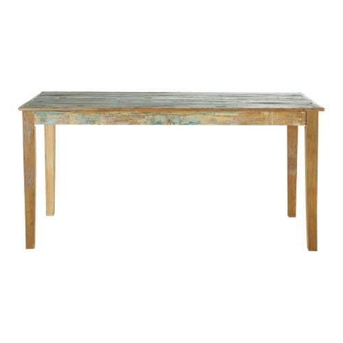 Mesa de comedor de madera reciclada efecto envejecido An. 160 cm