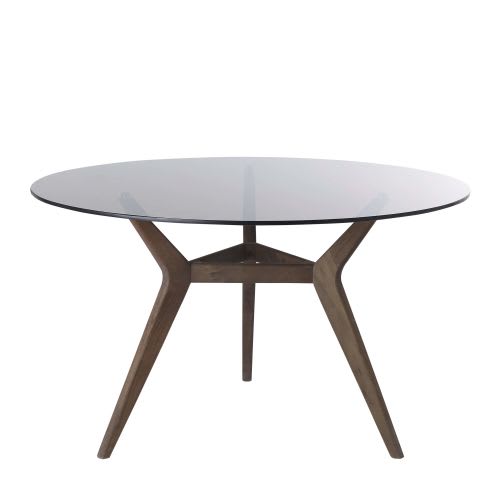 Mesa de comedor redonda para 4/6 personas de cristal y acacia Sterling