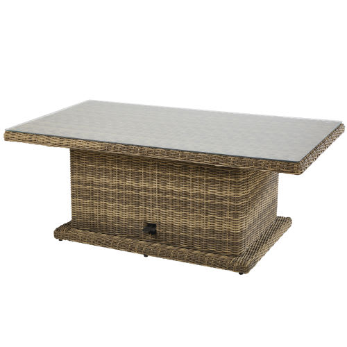 Mesa de jardín ajustable de resina y cristal para 6 personas L.155 St