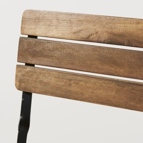 Mesa de jardín con 2 sillas de acacia maciza y metal negro Calathea