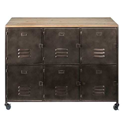 Metal And Pine 6 Door Wheeled Sideboard Wayne Maisons Du Monde