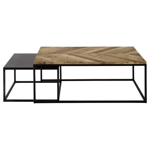 Metal and recycled wood nested tables