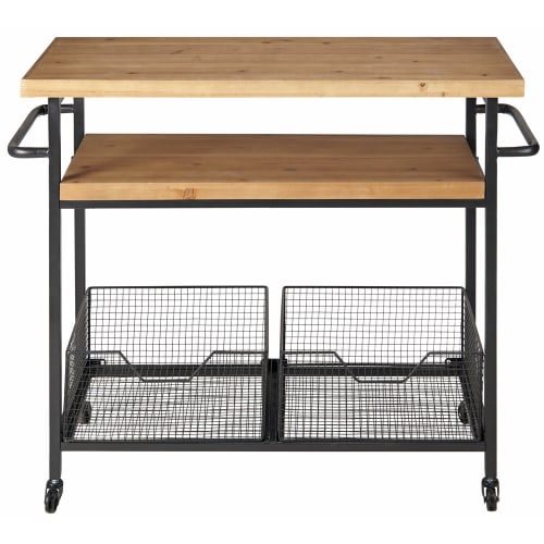 Metal and Wood Industrial Kitchen Trolley