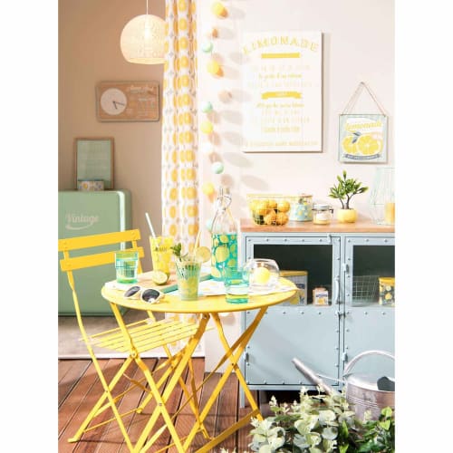 Metal Folding Garden Table In Yellow D 58cm Guinguette Maisons Du Monde