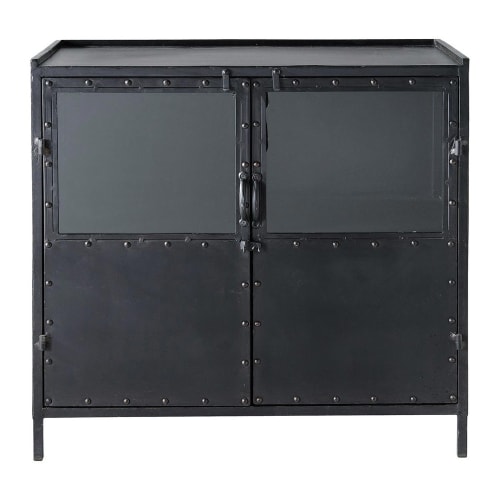 Business Storage units | Metal industrial glazed sideboard in black W 87cm - UX38353