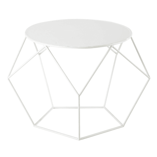 Metal Round Coffee Table In White D 64cm Prism Maisons Du Monde