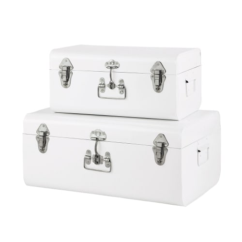 Möbel Aufbewahrungsboxen und Truhen | Metalltruhen, weiß (x2) - TI38653