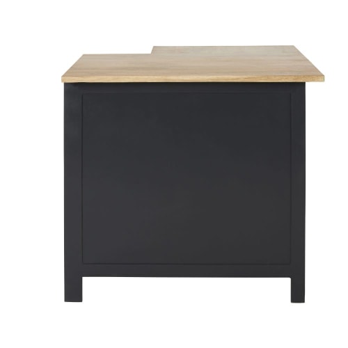 Meuble bas d'angle de cuisine en manguier massif gris ardoise Cezanne Maisons du Monde