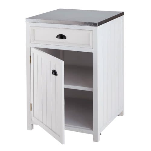 Meuble bas de cuisine ouverture droite en pin blanc L 60 cm Newport