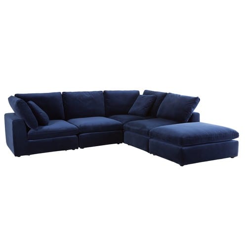 Midnight Blue Velvet Modular Corner Sofa