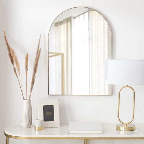 Miroir arrondi en métal doré 50x70 | Maisons du Monde