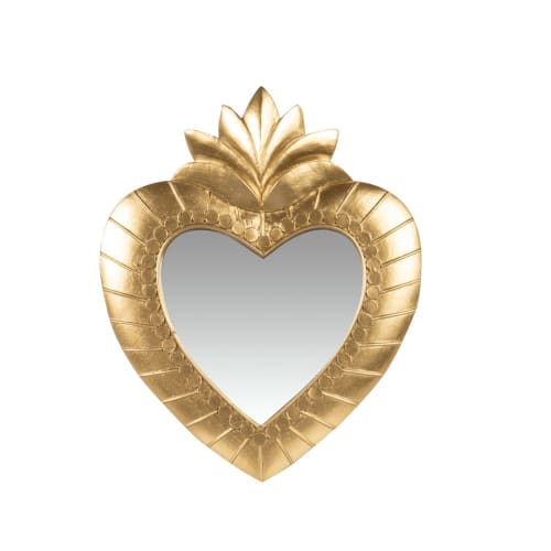 Miroir décoratif en forme de cœur, encadrement doré | Maisons du Monde