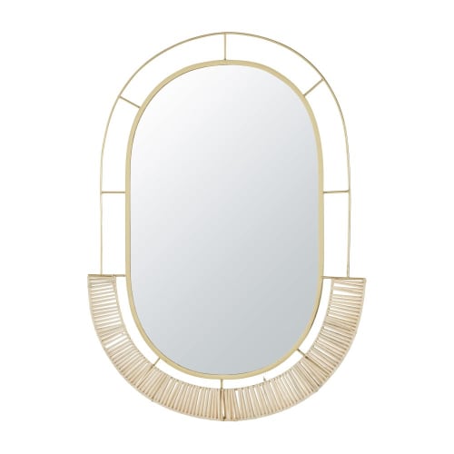 Déco Miroirs | Miroir en métal doré et fibre végétale 70x100 - OZ62472
