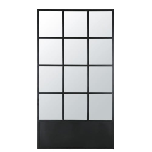 Déco Miroirs | Miroir fenêtre en métal noir 110x200 - HP13723