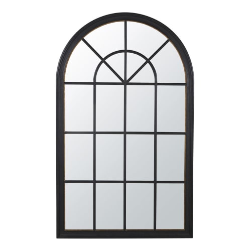 Miroir orangerie en paulownia à moulures noir et doré 110x181 | Maisons du Monde