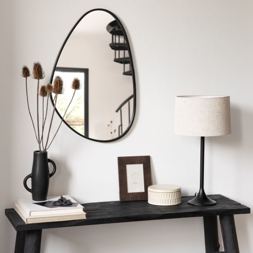 Miroir ovoïde en métal noir 43x65 | Maisons du Monde