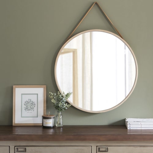 Miroir rond à suspendre en bouleau D59 | Maisons du Monde