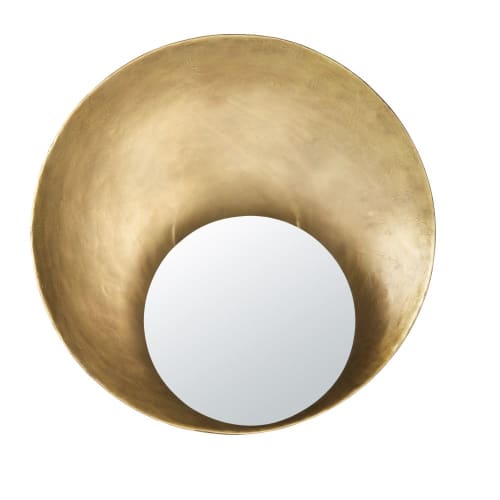 Déco Miroirs | Miroir rond en métal concave doré D90 - ZD91239