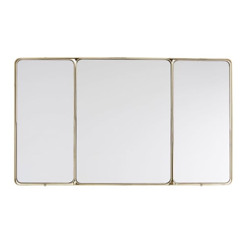 Miroir triptyque articulé en métal doré 104x61 | Maisons du Monde