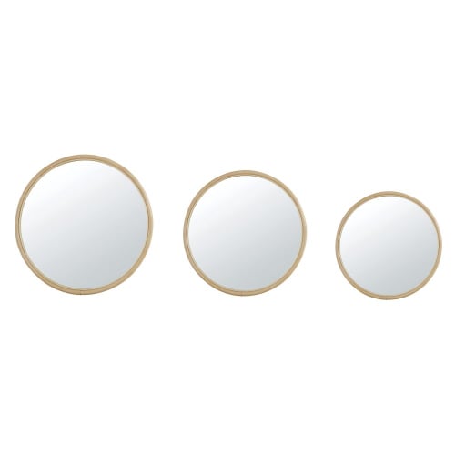 Déco Miroirs | Miroirs ronds en rotin beige (x3) D80 - OD10179