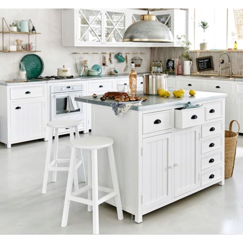 120 Cm Mobile Lavello Cucina Con Lavastoviglie.Mobile Basso Da Cucina 1 Cassetto 1 Anta Maniglia A Destra Bianco 120 Cm Newport Maisons Du Monde