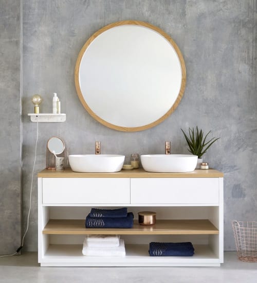 Mobile Con Doppio Lavabo.Mobile Con Doppio Lavandino A 2 Cassetti Bianco Austral Maisons Du Monde