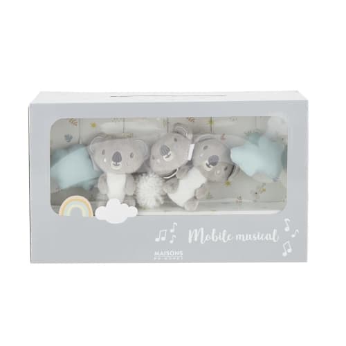 Mobile Musical Pour Bebe En Coton Blanc Gris Et Bleu Koala Maisons Du Monde