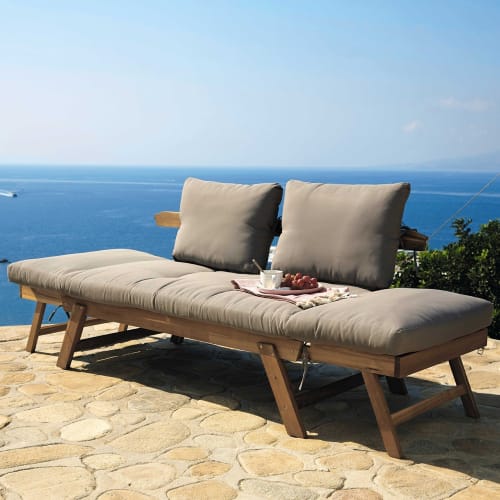 Modulare 3-Sitzer Gartenpolsterbank aus Akazienholz Relax ...