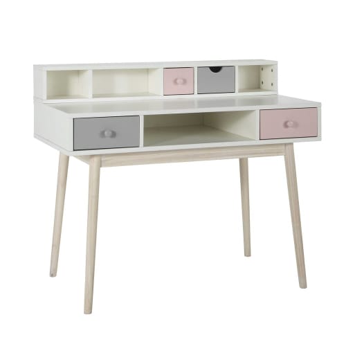 Muebles Escritorios | Módulo de almacenaje para escritorio con 2 cajones rosa y gris - PY15075