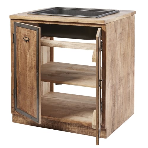 Mueble bajo de cocina con fregadero con 2 puertas de mango macizo