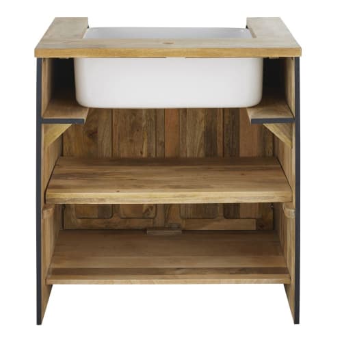 Mueble bajo de cocina para fregadero de mango macizo gris pizarra