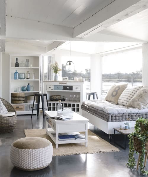 Techo De Madera Blanco Envejecido - Idea Sala De Estar