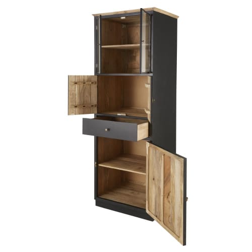 Mueble de cocina con espacio para microondas de mango macizo gris