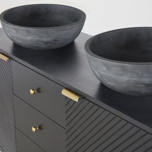 Mueble de lavabo doble con 2 puertas y 3 cajones negro Jagger | Maisons