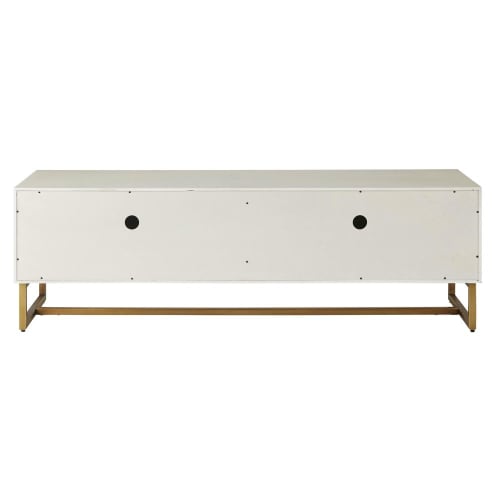 Mueble de TV con 2 puertas blanco roto y metal de color latón Waldorf