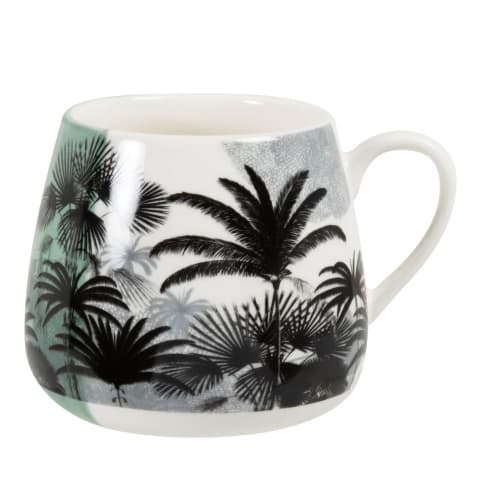 Art de la table Bols, tasses et mugs | Mug en faïence verte, noire et grise motifs palmiers - XC10721