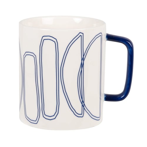 Art de la table Bols, tasses et mugs | Mug en grès écru et bleu - NK54118