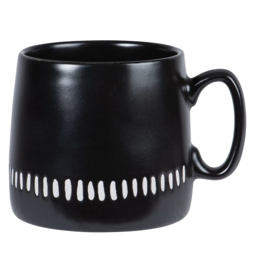 Art de la table Bols, tasses et mugs | Mug en grès noir motifs traits blancs - QZ63365
