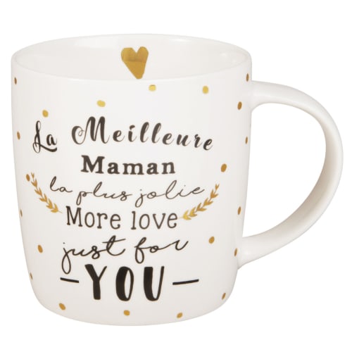 Mug En Porcelaine Blanche Et Noire Mum Family Maisons Du Monde