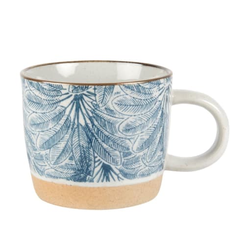 Mug in maiolica bianca motivo foglie blu - Lotto di 2