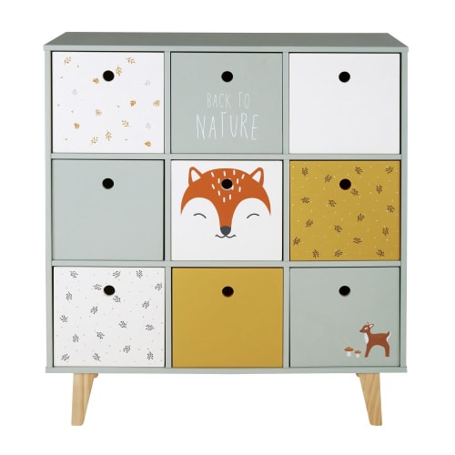 Multicoloured 9-drawer nursery storage cabinet