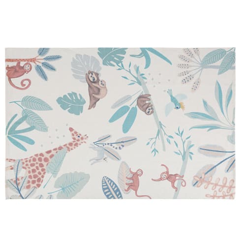 Kids Children's rugs | Multicoloured jungle-print rug in recycled cotton 120x180cm - XX18125