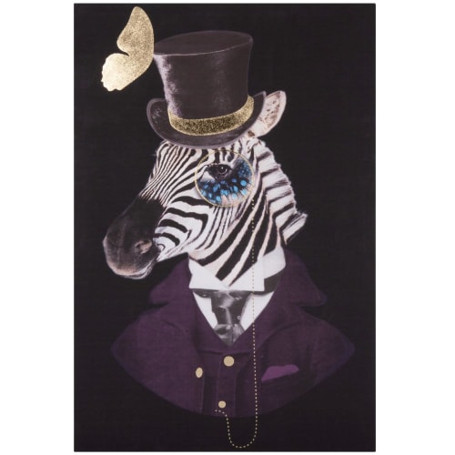 Multicoloured zebra-print canvas 47x70cm