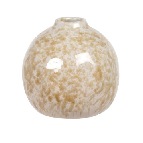 Decor Vases | Mustard yellow stoneware vase with handles H11cm - GW61263